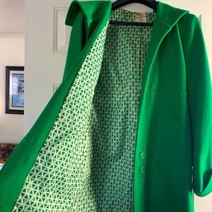 Tulle Anthropology Hooded Green Wool Blend Coat